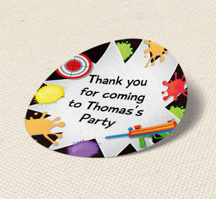 paintball party stickers