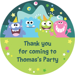 happy monsters party stickers