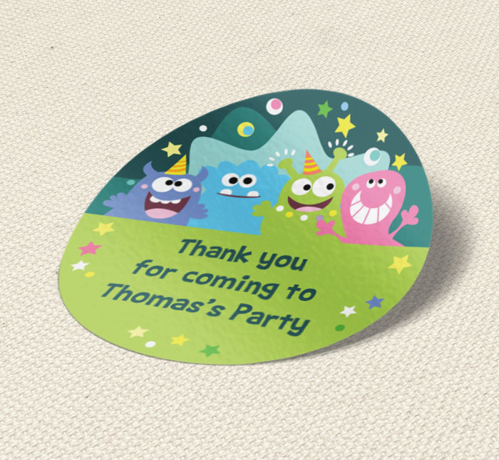 happy monsters party stickers