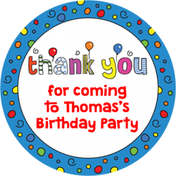 blue birthday party stickers