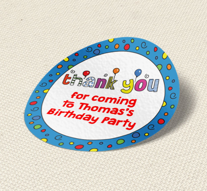 blue birthday party stickers