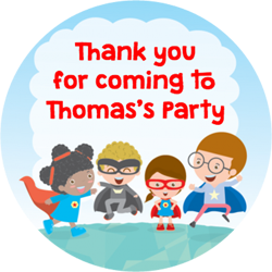 superhero children party stickers