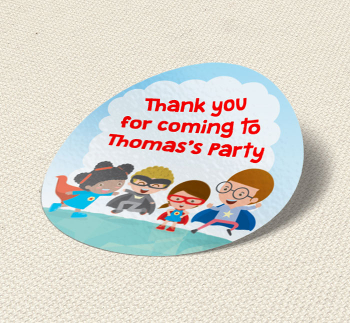 superhero children party stickers