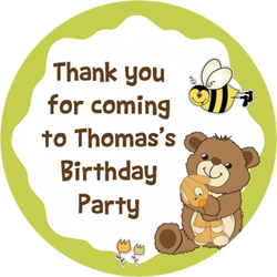 teddy bear and bee party stickers