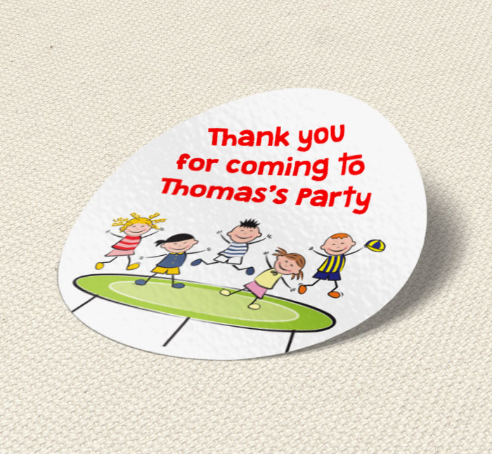 trampolining children party stickers