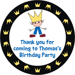 prince and crowns party stickers