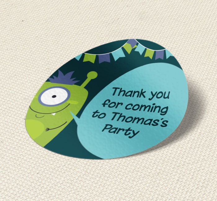 green monster party stickers