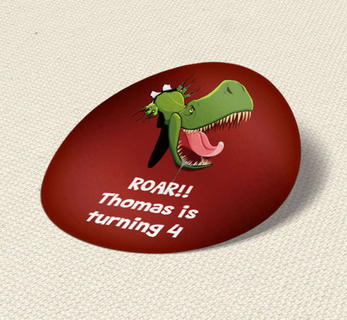 hungry dinosaur party stickers