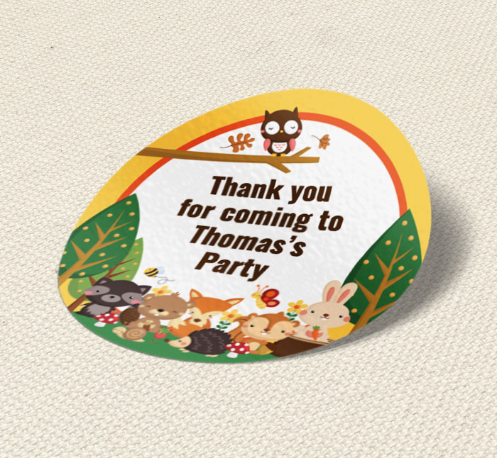 woodland creatures party stickers