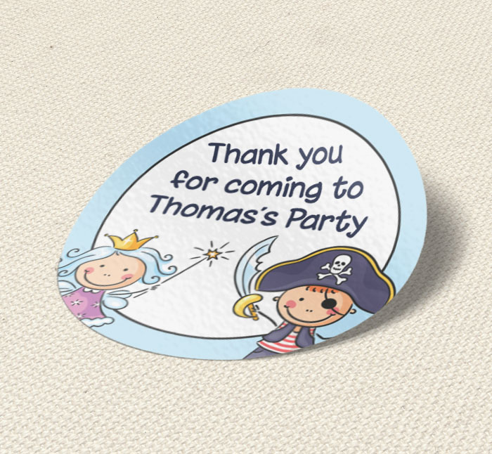 pirate and fairy party stickers