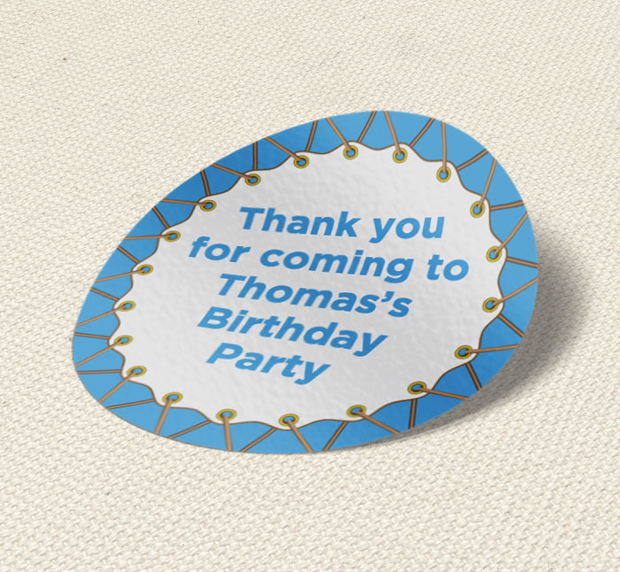blue trampoline party stickers