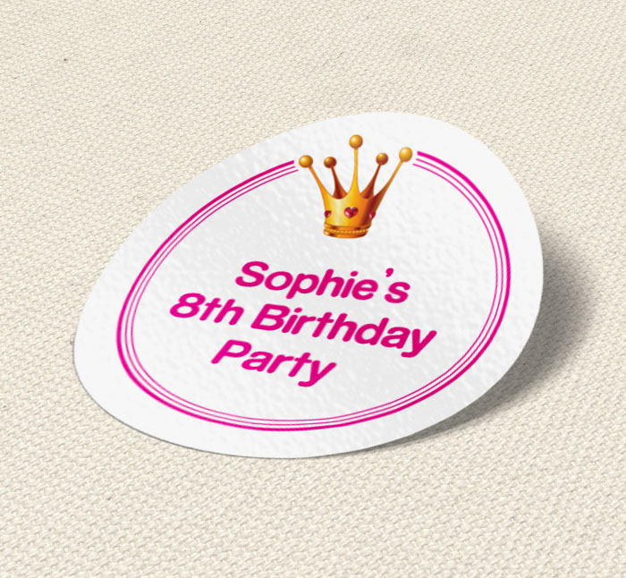 princess crown party stickers