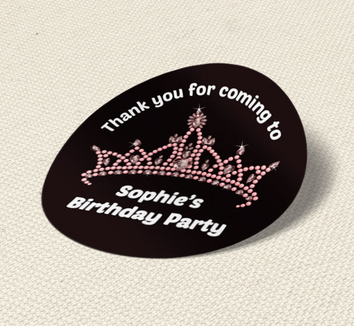 pink tiara party stickers