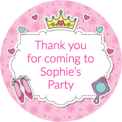 pink princess party stickers