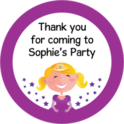 smiling princess party stickers