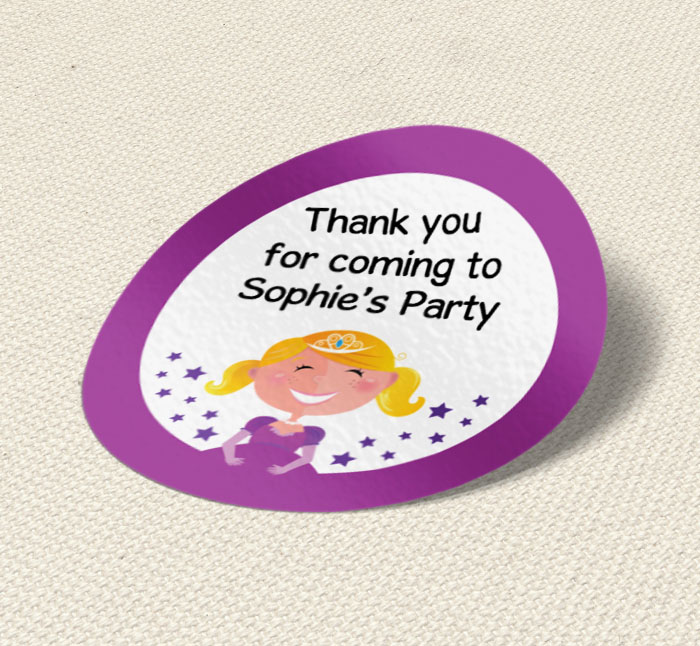 smiling princess party stickers