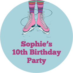 retro ice skates party stickers