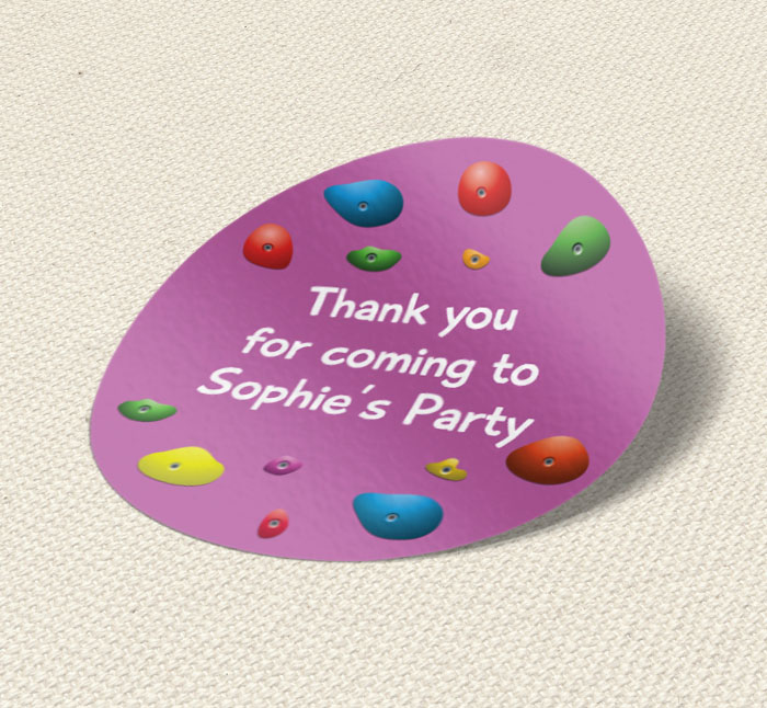 purple climbing party stickers