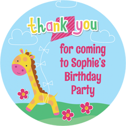 giraffe with kite party stickers