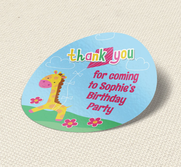 giraffe with kite party stickers