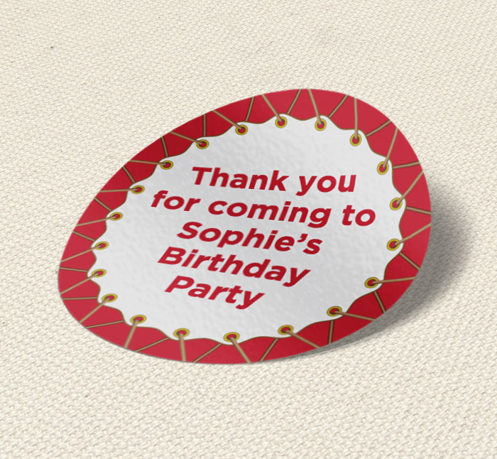 red trampoline party stickers