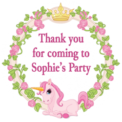 unicorn and roses party stickers