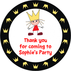 princess and crowns party stickers