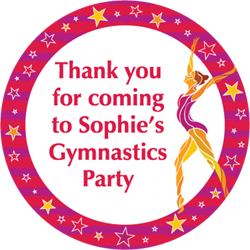 gymnast with stars party stickers