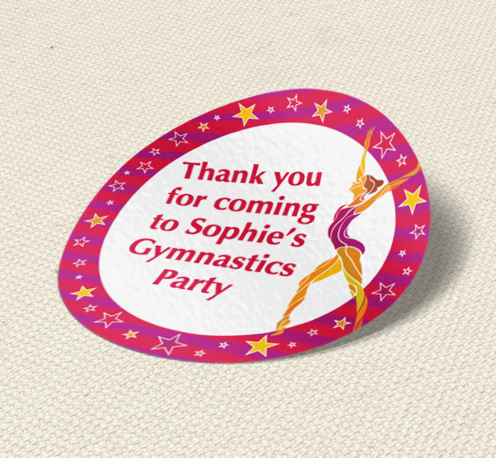 gymnast with stars party stickers