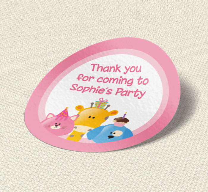 cartoon animals party stickers