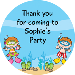 snorkeling children party stickers