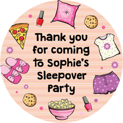 pink sleepover party stickers