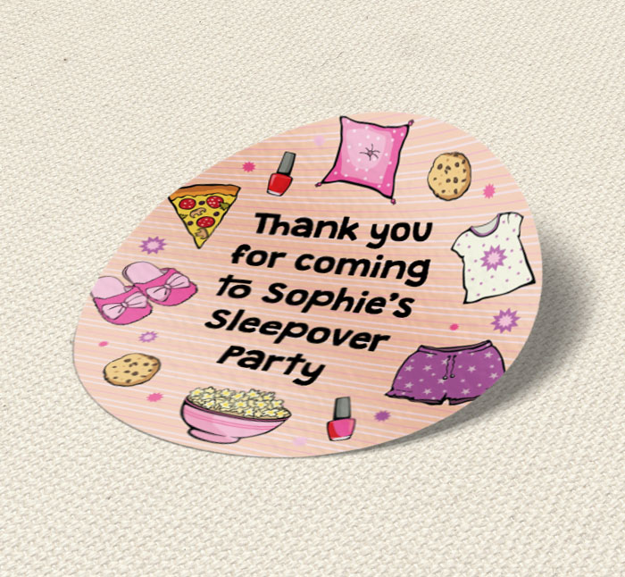 pink sleepover party stickers