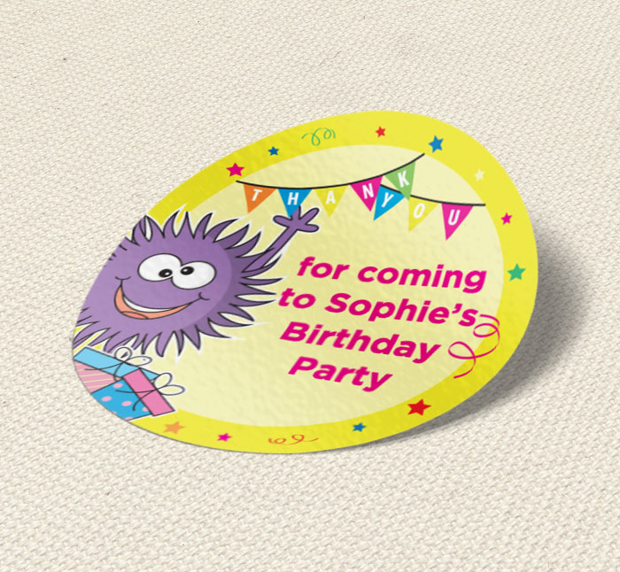 happy monster party stickers