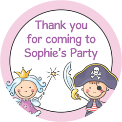 fairy and pirate party stickers