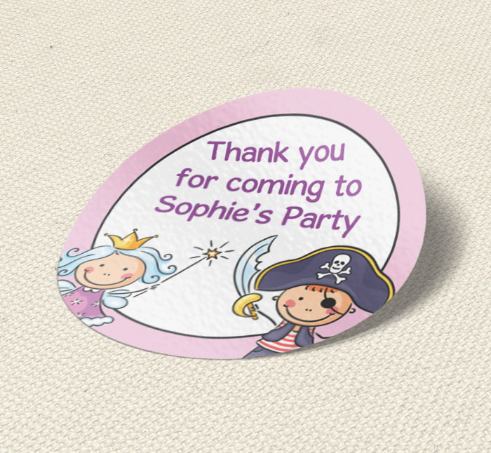 fairy and pirate party stickers