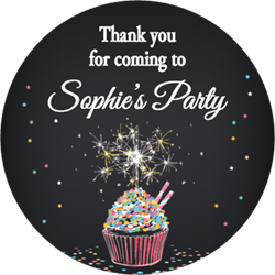 cupcake and sparklers party stickers