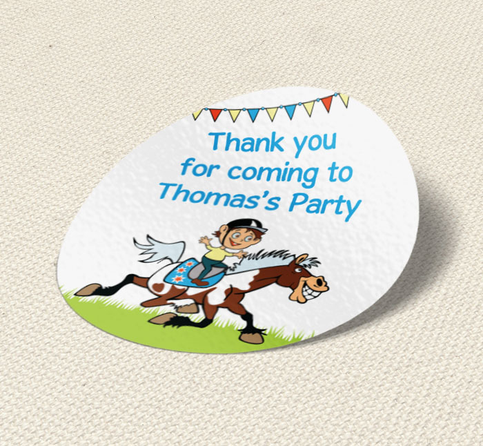 boys horse riding party stickers