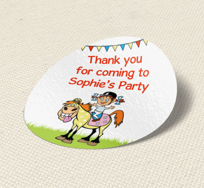 girls horse riding party stickers