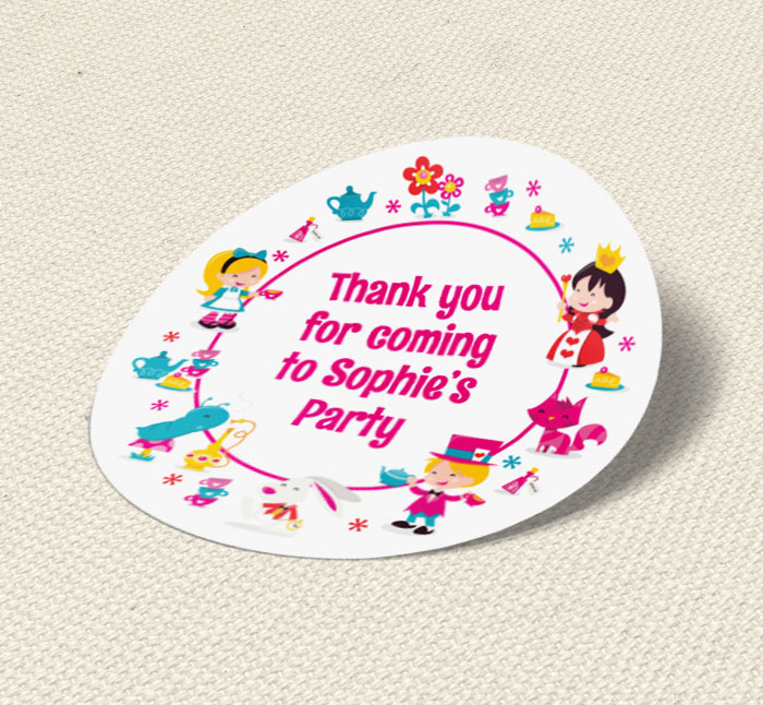 alice in wonderland party stickers