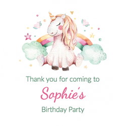 unicorn dreams party stickers