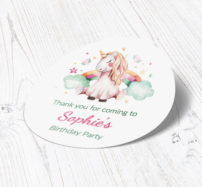 unicorn dreams party stickers