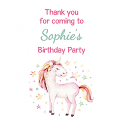 watercolour unicorn party stickers