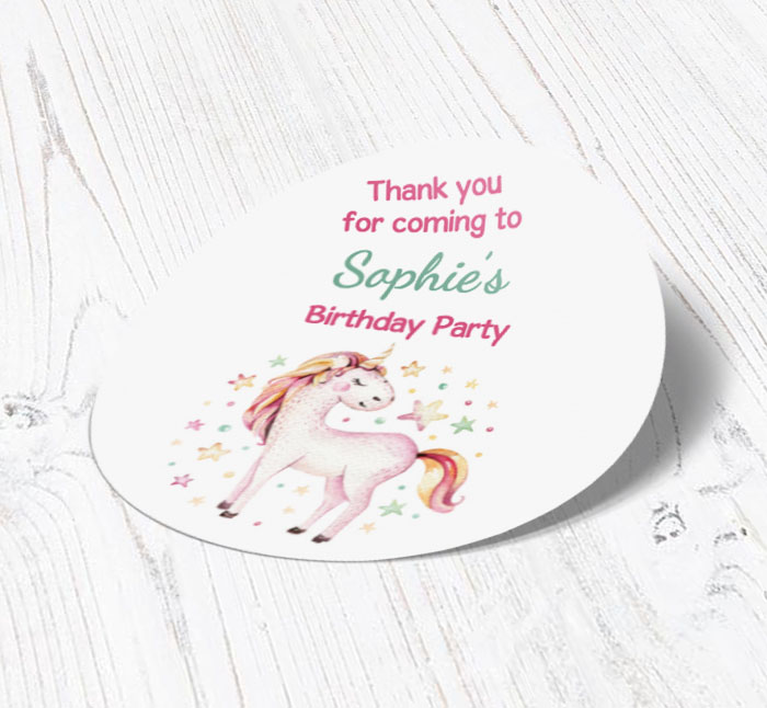 watercolour unicorn party stickers