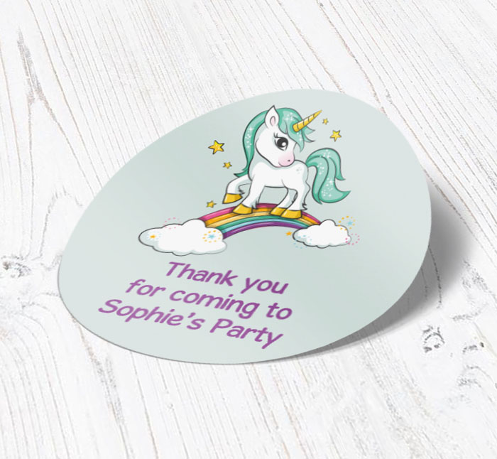 magical unicorn party stickers
