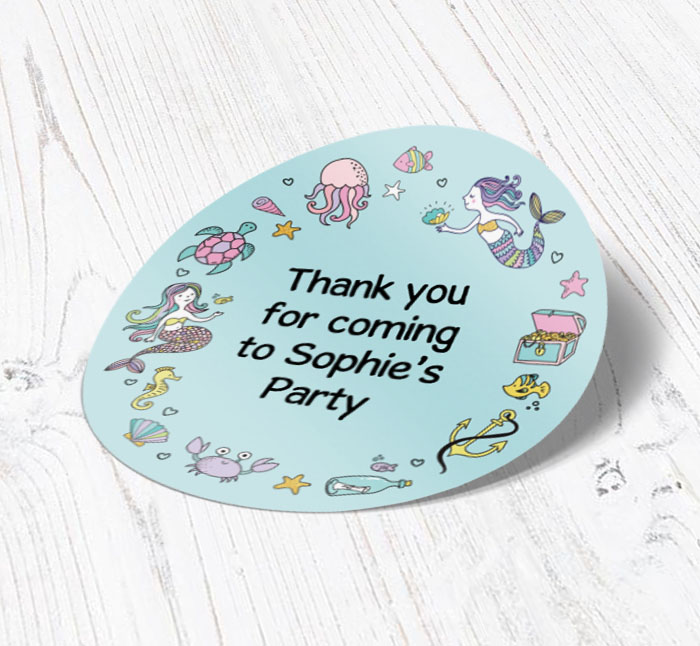 mermaid frame party stickers