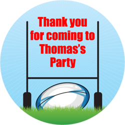 rugby ball and posts party stickers