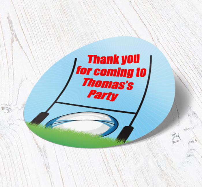 rugby ball and posts party stickers
