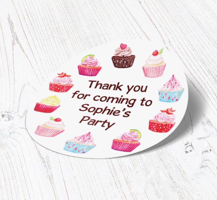 yummy cupcake party stickers