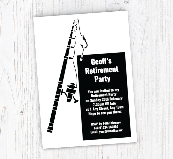 fishing rod retirement invitations